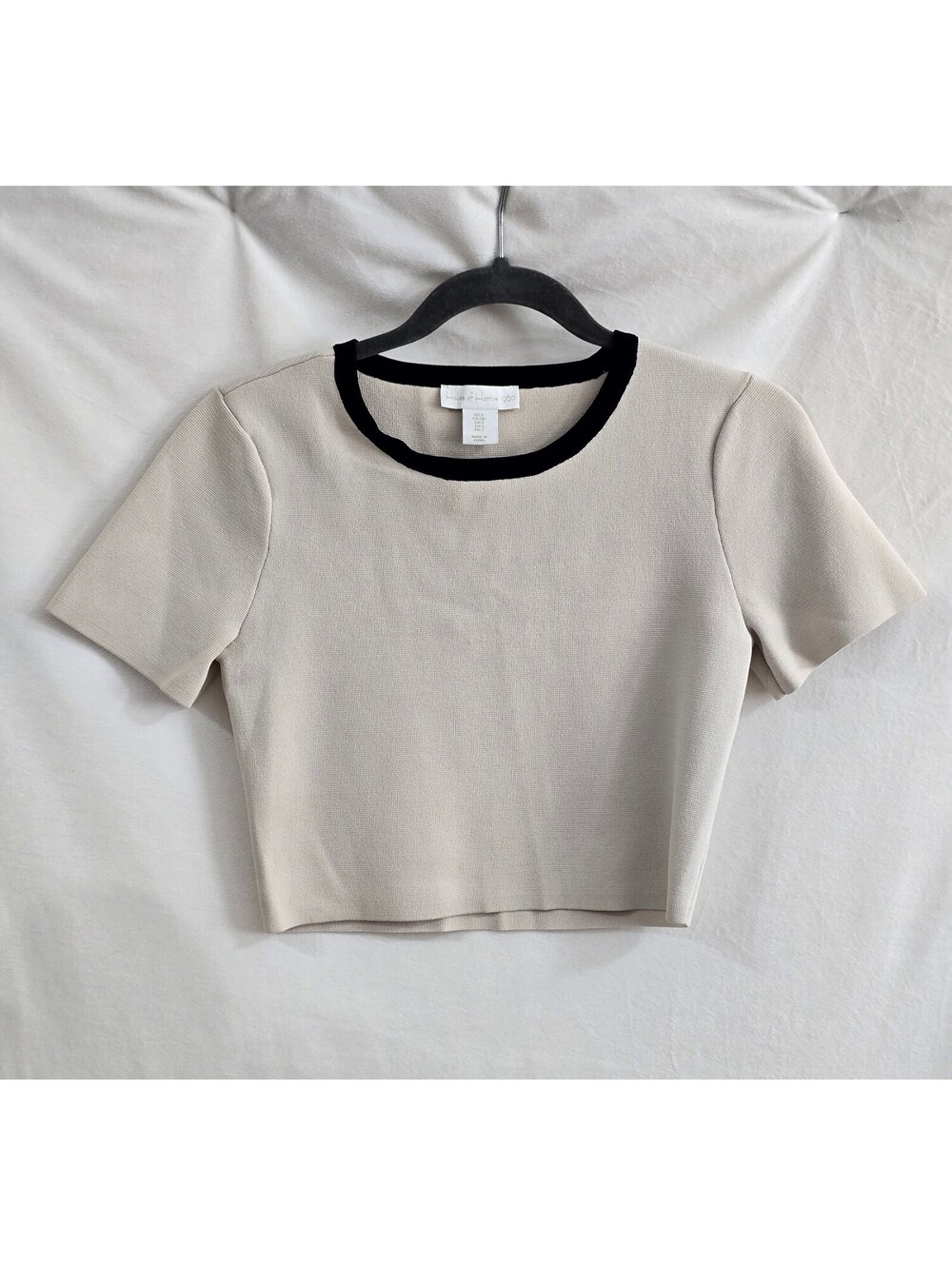 House of Harlow 1960 Beige and Black Crop Top and Mini Skirt Set, Size S